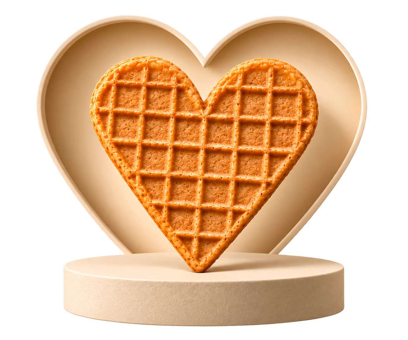Galleta corazón sobre un pedestal dentro de un nicho con forma de corazón
